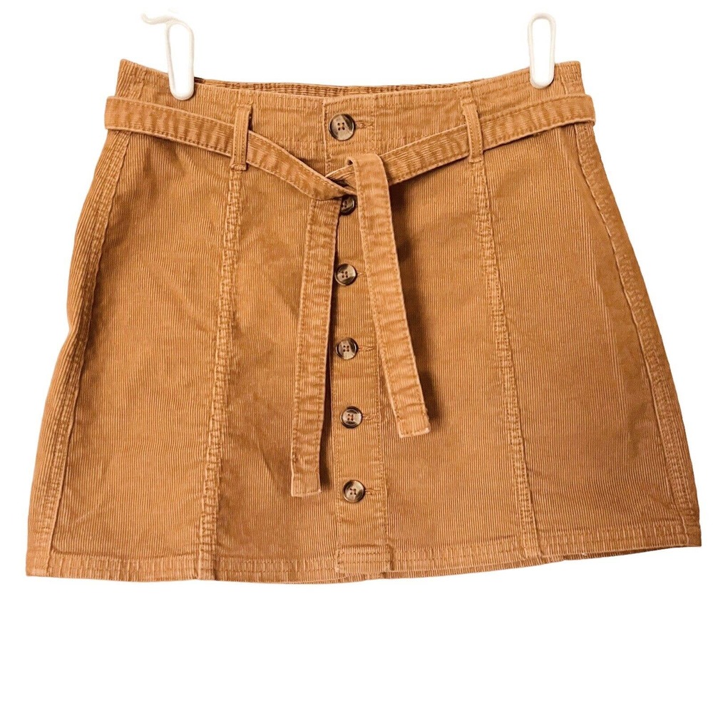 American Eagle Super Stretch High Rise A-Line Button Front Corduroy Skirt Size 4 - Picture 1 of 11